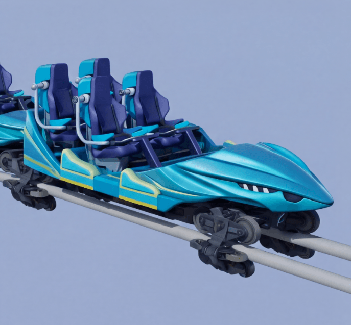 Shark-Themed Car | Custom Coaster Car Shark-Themed Car — custom roller coaster car by ZhipaoRides, predator shark sculpted coaster vehicle — immersive ocean thrill experience