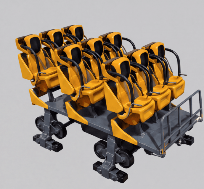 Vertical Dive Car | Custom Coaster Car Vertical Dive Car — custom roller coaster car by ZhipaoRides, beyond-vertical drop coaster car with secure over-shoulder restraints