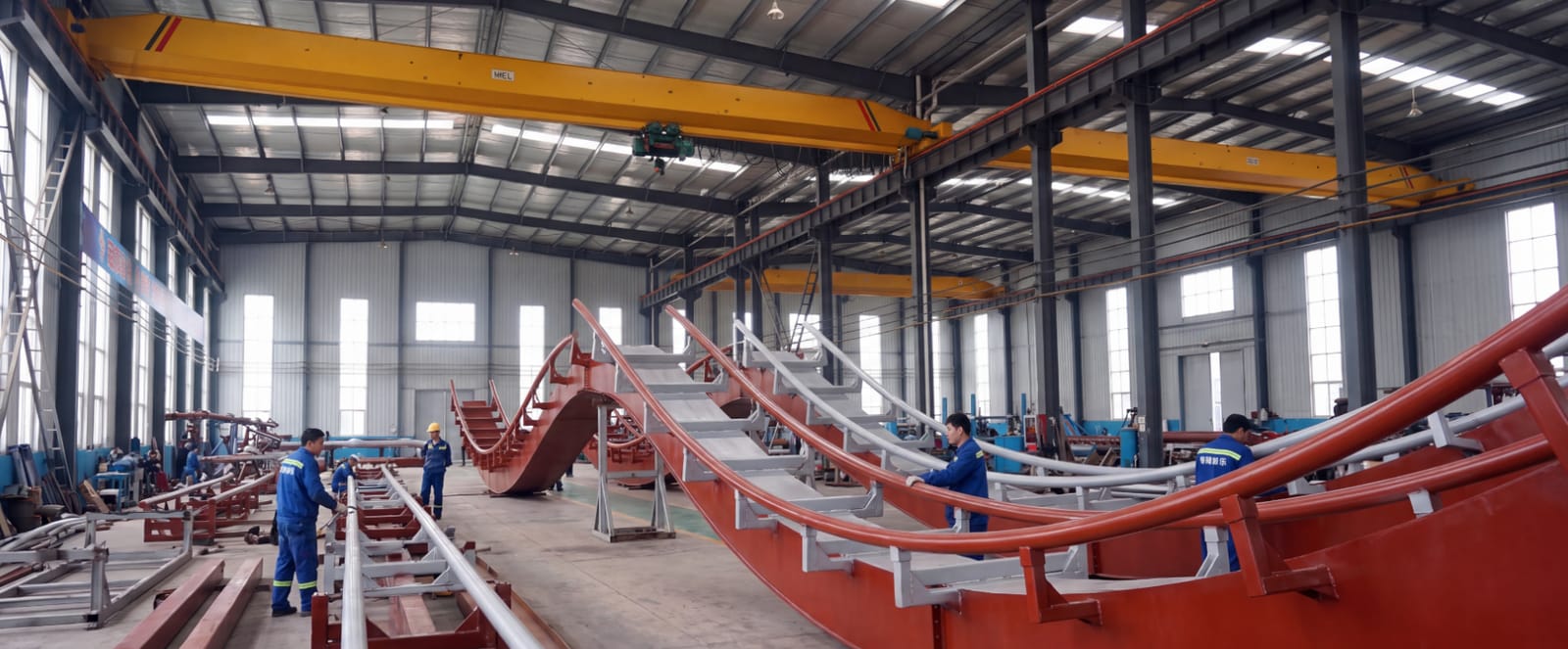Assembly Bay | ZhipaoRides Assembly Bay — Large-scale structural assembly for roller coasters, Ferris wheels and flight towers at ZhipaoRides smart production base