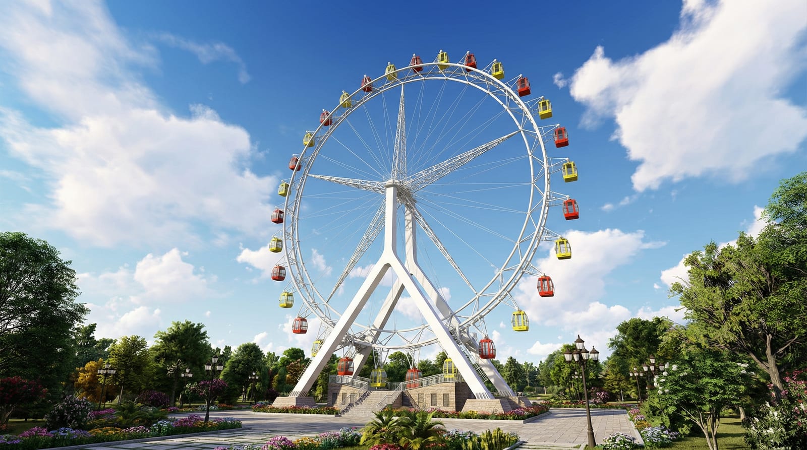 Medium Ferris Wheel — Family Rides manufactured by ZhipaoRides, Versatile 30–50m observation wheel — ideal for urban parks, waterfronts and family entertainment centers.