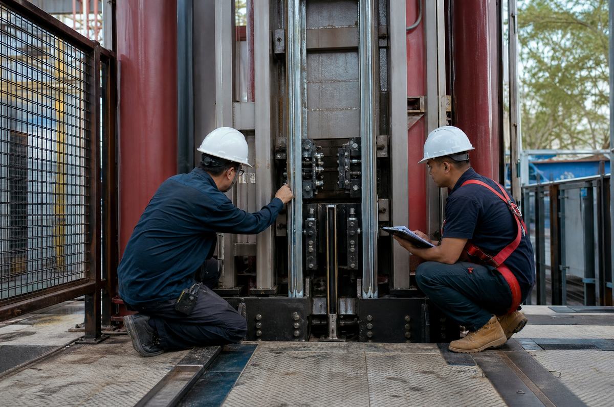 Drop Tower for Sale: Throughput, Braking and What Your Site Must Provide — Braking hardware at the base of the tower — sized to cabin m
