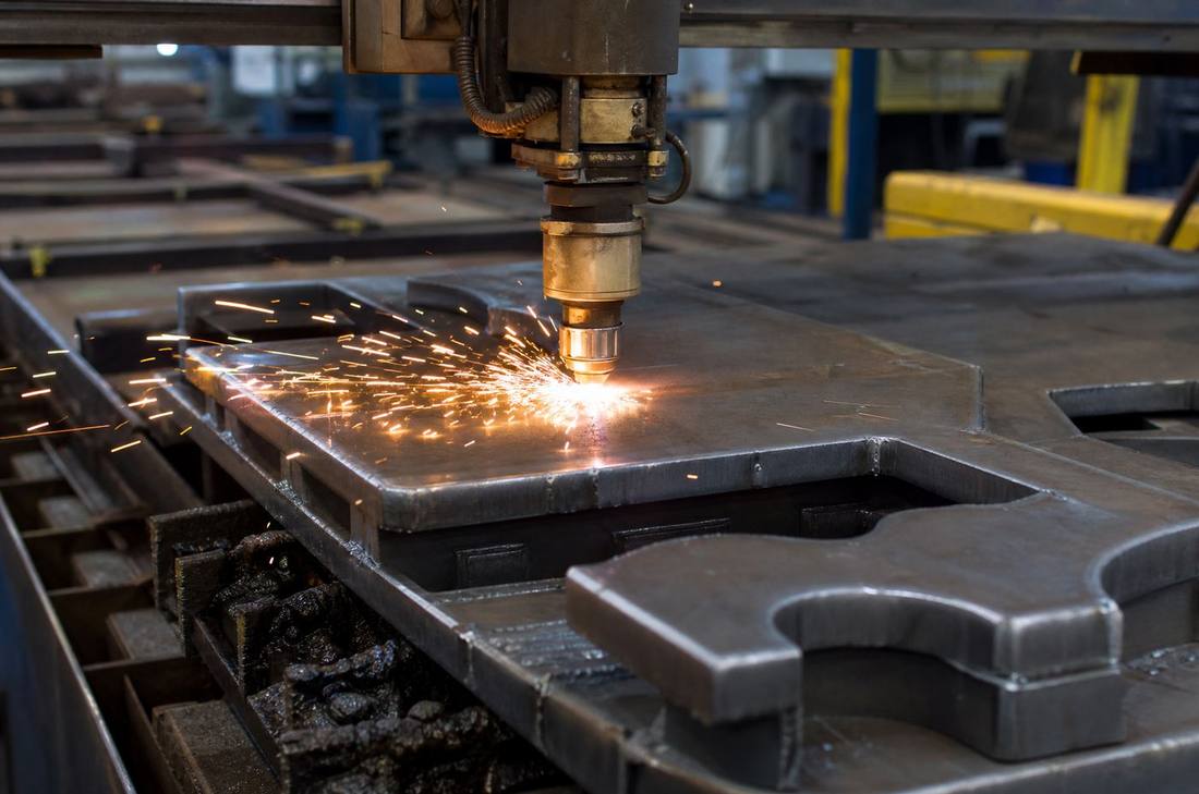 CNC plasma cutting of thick steel plate for ride structures